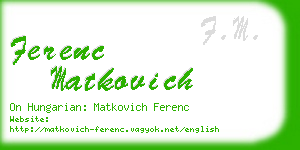 ferenc matkovich business card